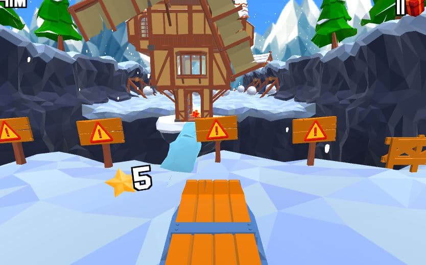 Slope Rider pilot entering an icy tunnel with light effects