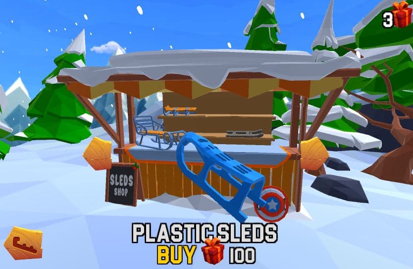 Slope Rider sled slipping past snowmen and cliff edges